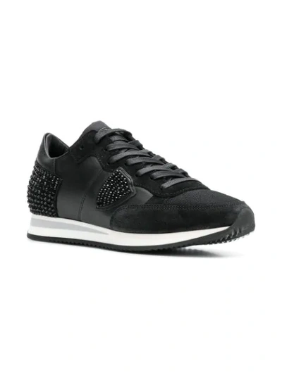 Shop Philippe Model Studded Runner Sneakers In Black