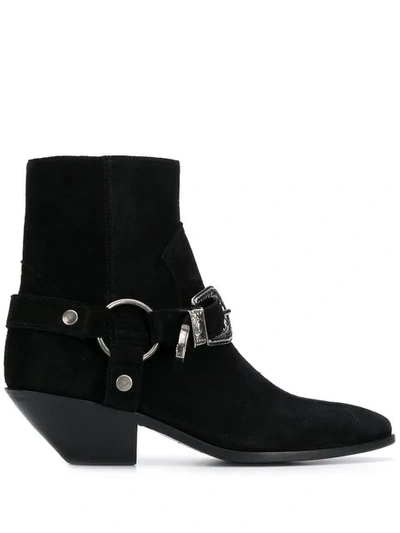 Shop Saint Laurent Campero Buckle Boots In Black