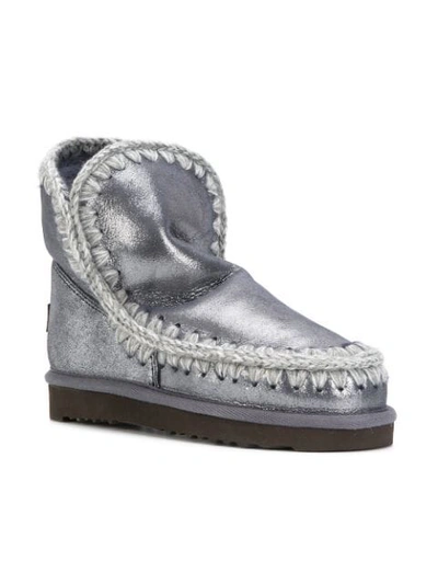 Shop Mou Stitch Embellished Boots - Grey