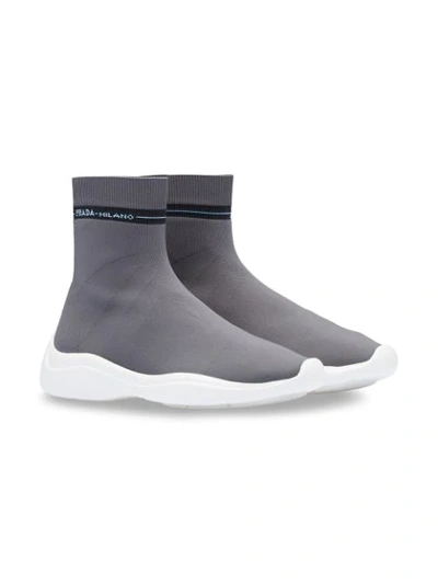 Shop Prada Sock Sneakers In Grey
