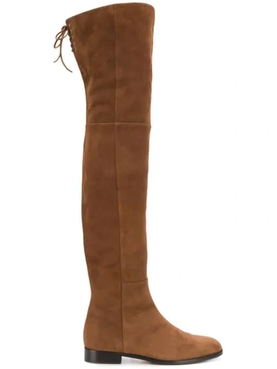 Shop Sergio Rossi Flat Over The Knee Boots - Brown