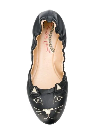 Shop Charlotte Olympia Kitty Ballerina Shoes In Black