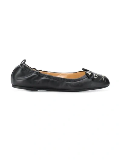 Shop Charlotte Olympia Kitty Ballerina Shoes In Black