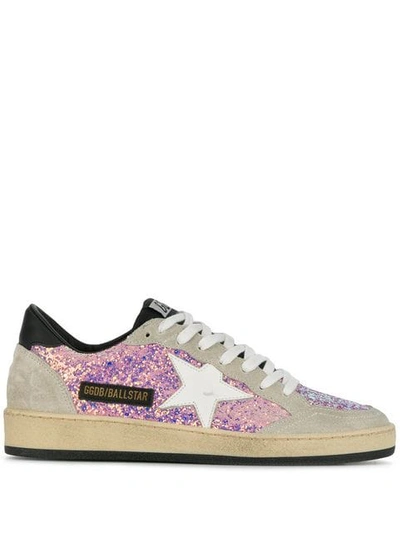 Shop Golden Goose Ball Star Sneakers In Lilac Glitter