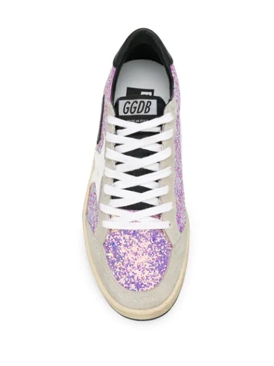 Shop Golden Goose Ball Star Sneakers In Lilac Glitter