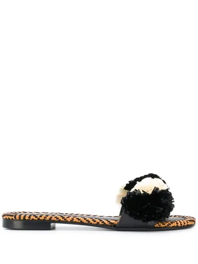 Shop Avec Modération Pompom Sandals In Black