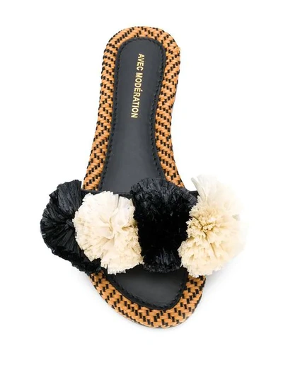 Shop Avec Modération Pompom Sandals In Black