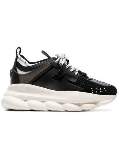 Shop Versace Black Chain Reaction Sneakers