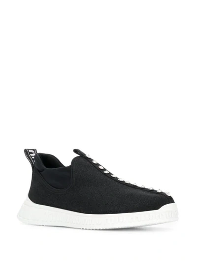Shop Miu Miu Embellished Slip-on Sneakers In Black