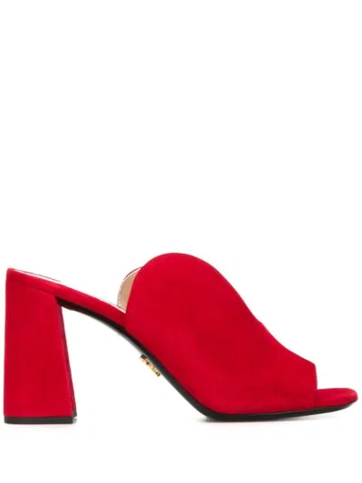 Shop Prada Cut-out Mules In F0011 Red