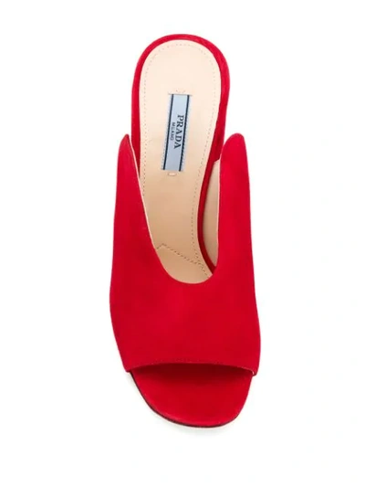 Shop Prada Cut-out Mules In F0011 Red