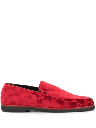 Pre-owned Gucci Gg Pattern Loafer Shoes In Red