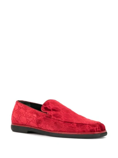 Pre-owned Gucci Gg Pattern Loafer Shoes In Red