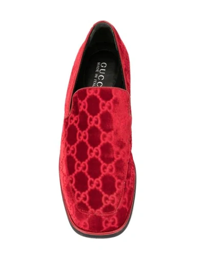 Pre-owned Gucci Gg Pattern Loafer Shoes In Red