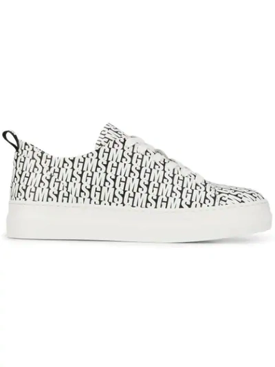 Shop Msgm Logo Sneakers In White