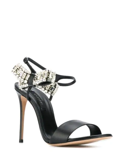 Shop Casadei Bow-embellished Sandals In Black