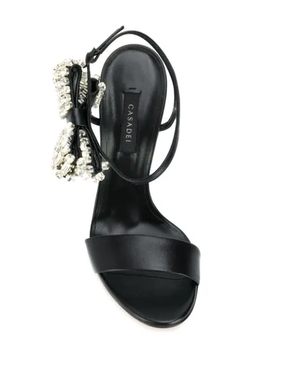 Shop Casadei Bow-embellished Sandals In Black