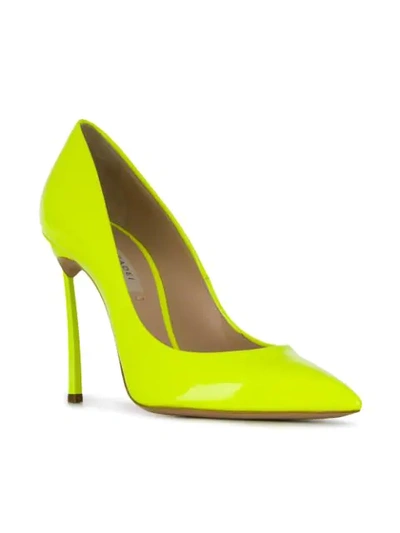 Shop Casadei Pointed Toe Pumps - Yellow