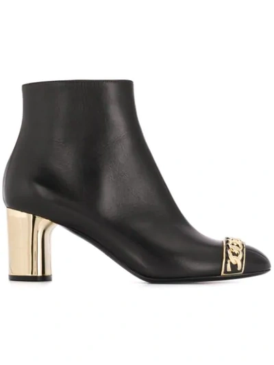 Shop Casadei Chain Trim Ankle Boots In Black
