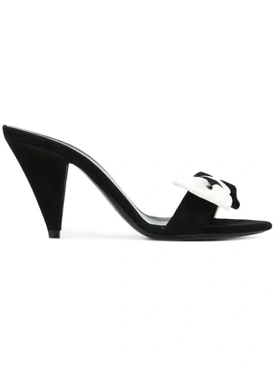 Shop Saint Laurent Pointed Toe Bow Sandals In Black