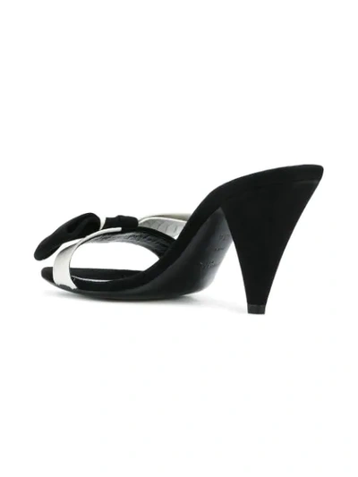 Shop Saint Laurent Pointed Toe Bow Sandals In Black
