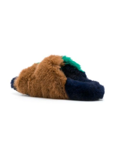 Shop Suecomma Bonnie Faux Fur Flat Sandals - Green