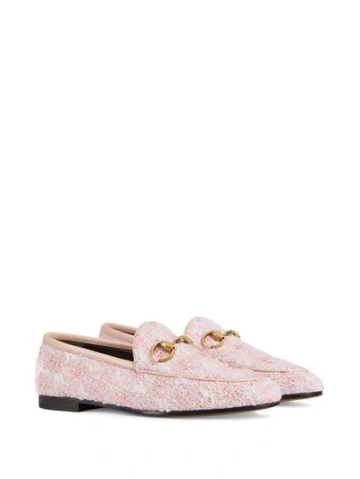 Shop Gucci Jordaan Tweed Loafer In 5760 Pink