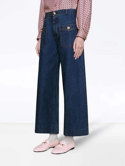Shop Gucci Jordaan Tweed Loafer In 5760 Pink