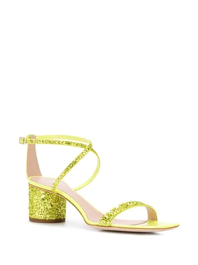 Shop Giuseppe Zanotti Tara Glitter Sandals In Yellow