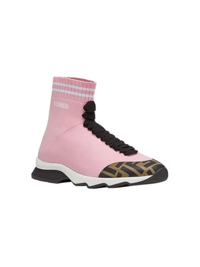 Shop Fendi Sock Style Sneakers In F15em-r.bebe White+tab.bla