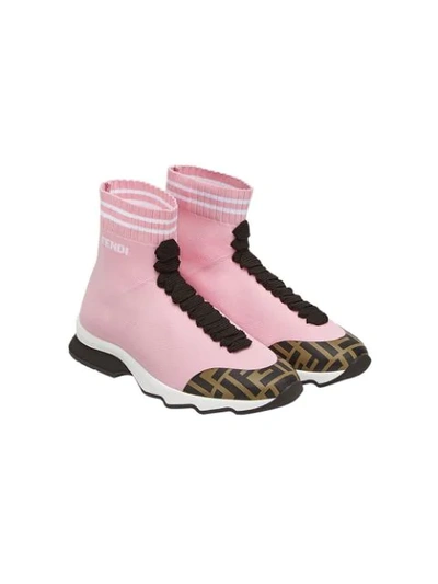 Shop Fendi Sock Style Sneakers In F15em-r.bebe White+tab.bla