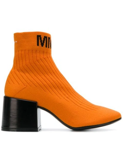 Shop Mm6 Maison Margiela Flare Sock Boots In Yellow