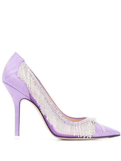 Shop Attico Embellished Pointed Pumps In Purple