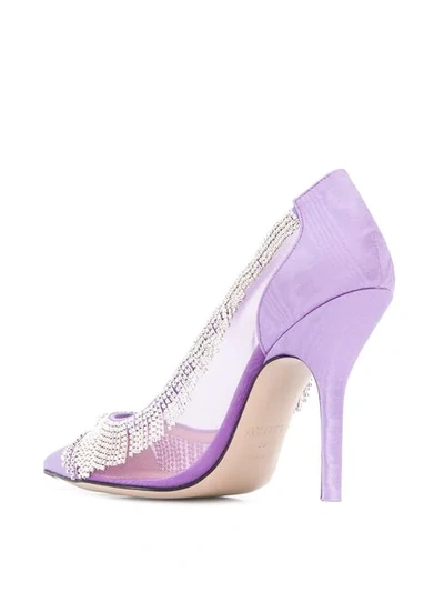 Shop Attico Embellished Pointed Pumps In Purple