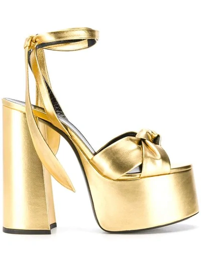 SAINT LAURENT PAIGE PLATFORM SANDALS - 金色