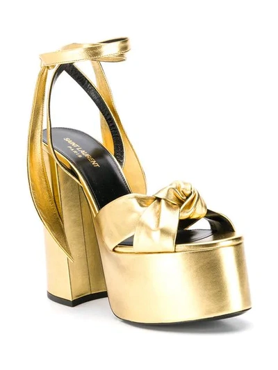 Shop Saint Laurent Paige Platform Sandals In Gold