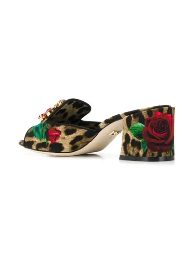 Shop Dolce & Gabbana Rose Print Sandals In Neutrals