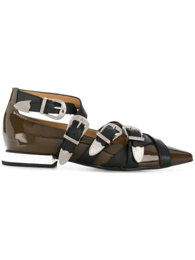 Shop Toga Pulla Multi Buckle Loafers - Brown