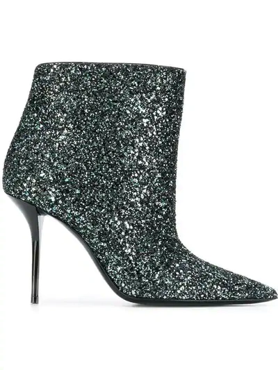 Shop Saint Laurent Glittered Ankle Boots - Green
