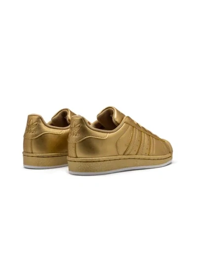 Shop Adidas Originals Superstar Metallic-effect Sneakers In Gold