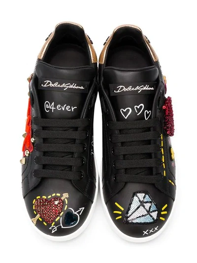 Shop Dolce & Gabbana Appliqué Low Top Sneakers In Black