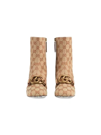 Shop Gucci Gg Ankle Boot With Double G In Neutrals