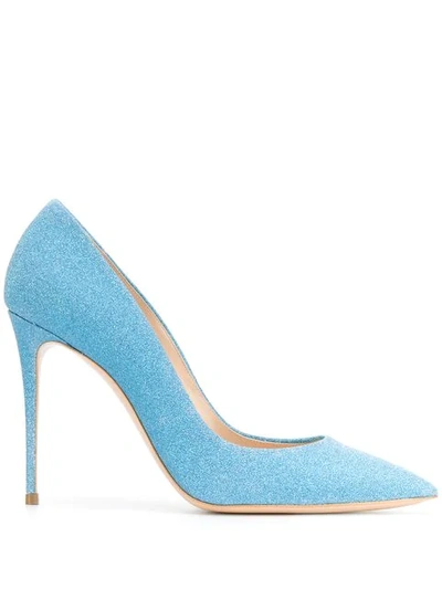 Shop Casadei Glittered Pumps - Blue