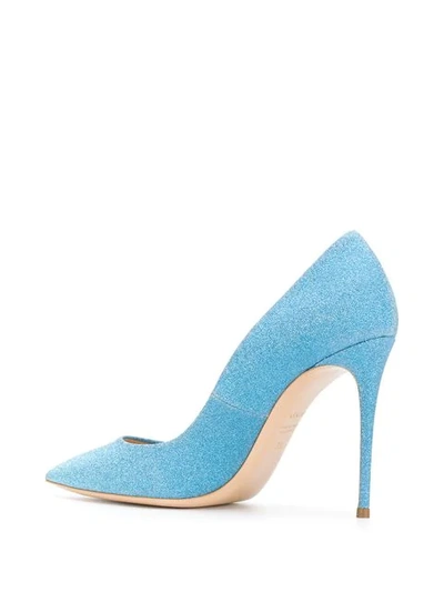 Shop Casadei Glittered Pumps - Blue