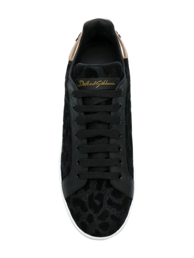 Shop Dolce & Gabbana Leopard Lace-up Sneakers In Black