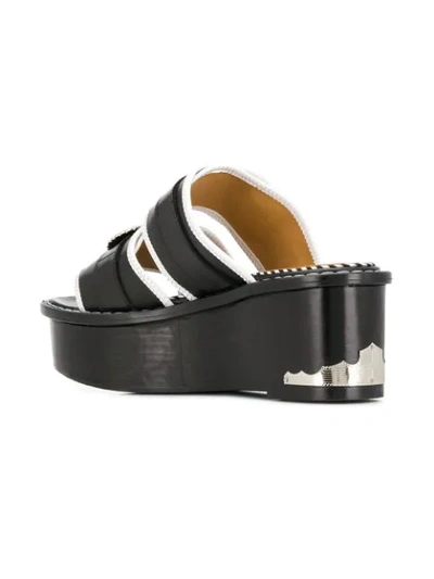 Shop Toga Double Buckle Platform Sandals In Black