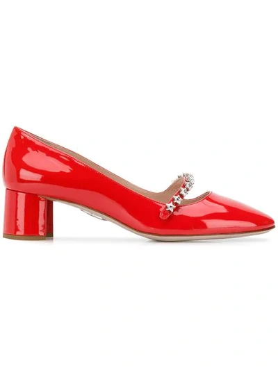 Shop Miu Miu Verzierte Mary Janes In Red