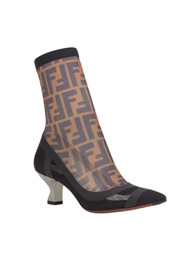 Shop Fendi Ff Motif Sock Booties In Black