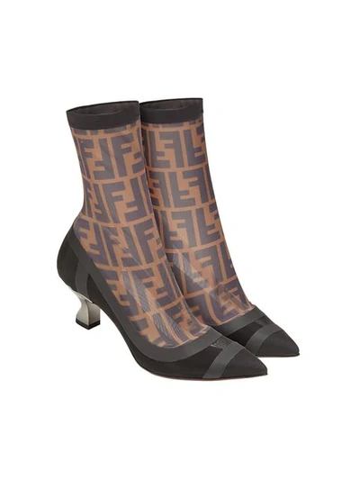 Shop Fendi Ff Motif Sock Booties In Black