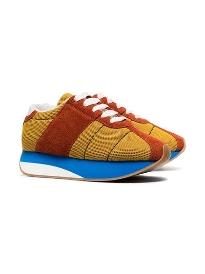 Shop Marni Multi Coloured Suede Mesh Sneakers In Multicolour